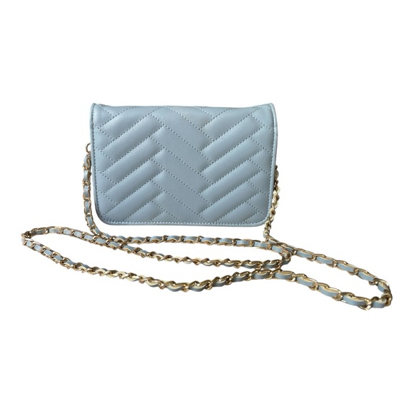 Bebe Blue and Gold Quilted Crossbody Bag with Chain Strap - Picture 2 of 7